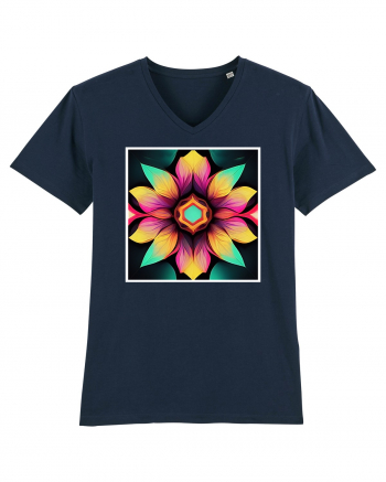 mandala beautiful flower French Navy