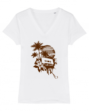 Retro Sunset Tropical Summer White