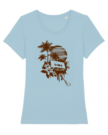 Retro Sunset Tropical Summer Sky Blue