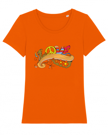 Retro Hippie Love Bright Orange