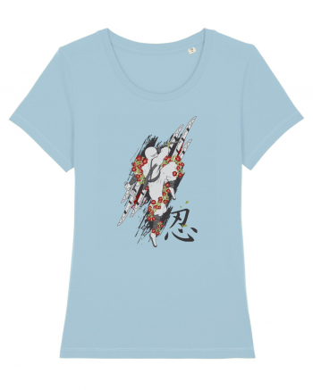 Ninja Flower Art Sky Blue