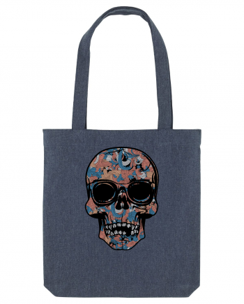 Vintage Flower Skull Midnight Blue