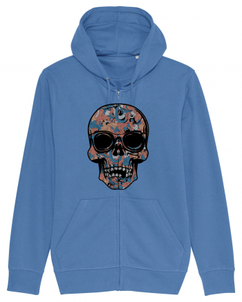 Vintage Flower Skull Bright Blue