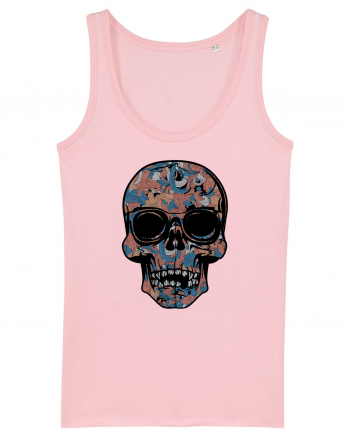 Vintage Flower Skull Cotton Pink