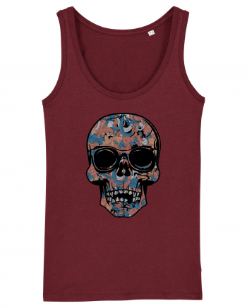 Vintage Flower Skull Burgundy