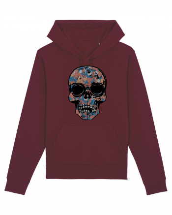 Vintage Flower Skull Burgundy