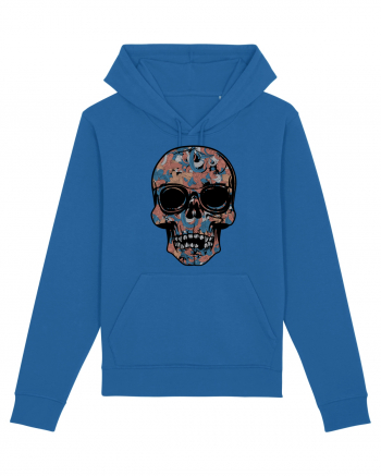 Vintage Flower Skull Royal Blue