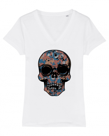 Vintage Flower Skull White