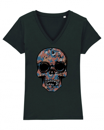 Vintage Flower Skull Black