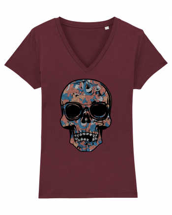 Vintage Flower Skull Burgundy