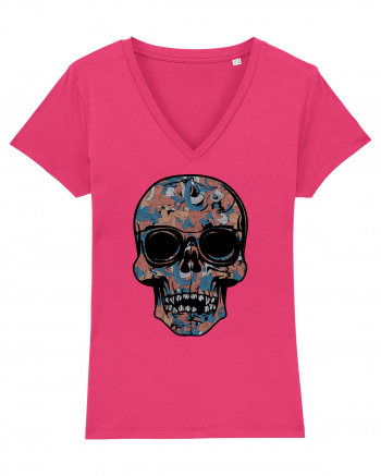 Vintage Flower Skull Raspberry