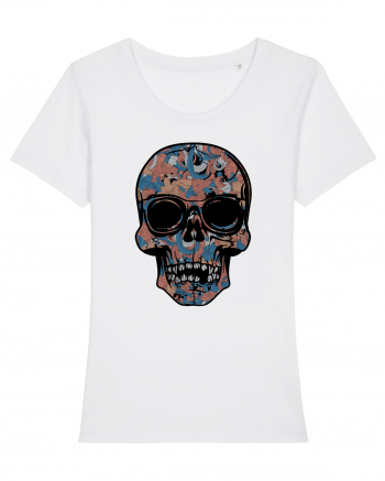 Vintage Flower Skull White