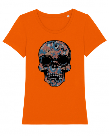 Vintage Flower Skull Bright Orange