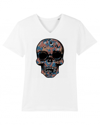 Vintage Flower Skull White