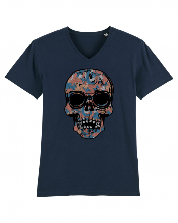 Vintage Flower Skull French Navy