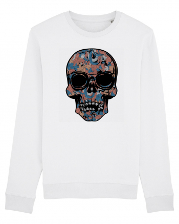 Vintage Flower Skull White