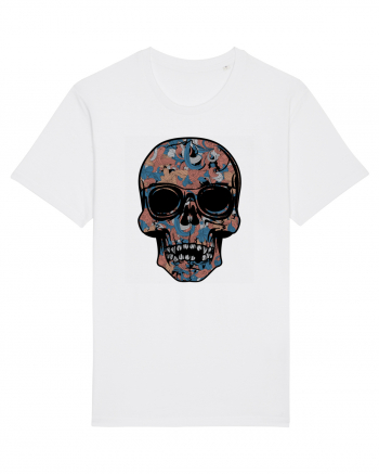 Vintage Flower Skull White