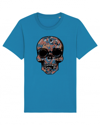 Vintage Flower Skull Azur