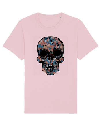 Vintage Flower Skull Cotton Pink