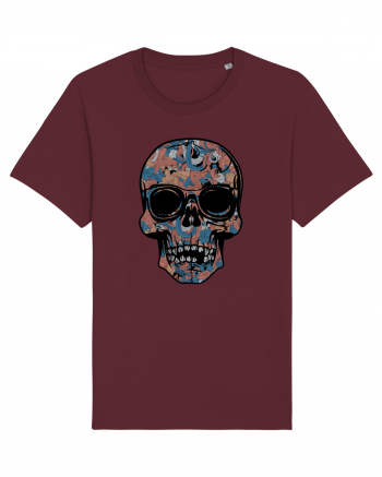 Vintage Flower Skull Burgundy