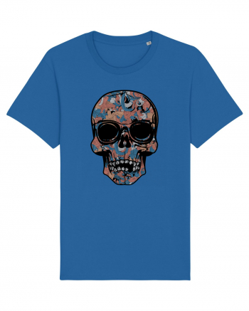 Vintage Flower Skull Royal Blue