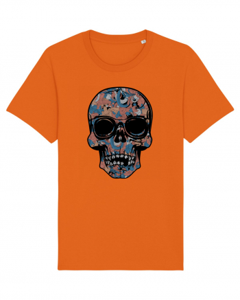 Vintage Flower Skull Bright Orange