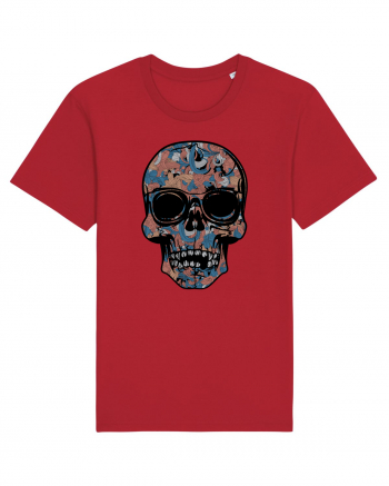 Vintage Flower Skull Red