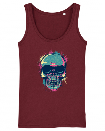 Graffiti Flower Skull Burgundy