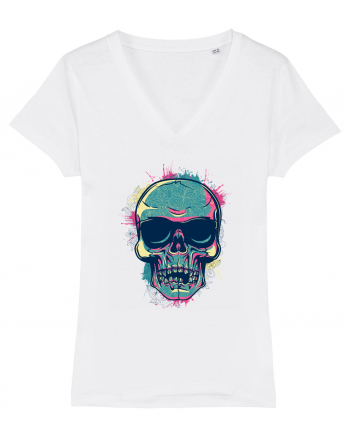 Graffiti Flower Skull White