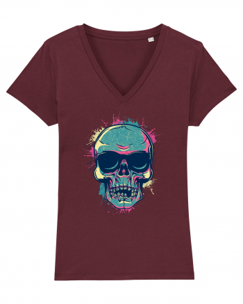 Graffiti Flower Skull Burgundy