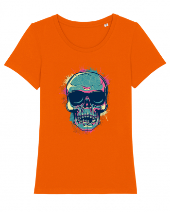 Graffiti Flower Skull Bright Orange