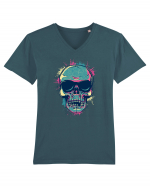 Graffiti Flower Skull Tricou mânecă scurtă guler V Bărbat Presenter