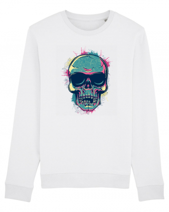 Graffiti Flower Skull White