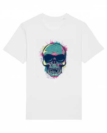 Graffiti Flower Skull White