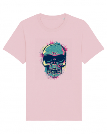 Graffiti Flower Skull Cotton Pink