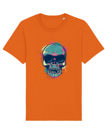 Graffiti Flower Skull Bright Orange