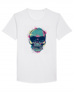 Graffiti Flower Skull Tricou mânecă scurtă guler larg Bărbat Skater