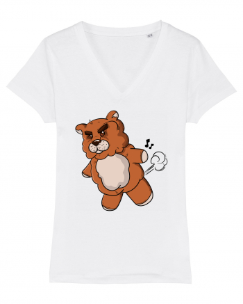 Mad teddy bear White