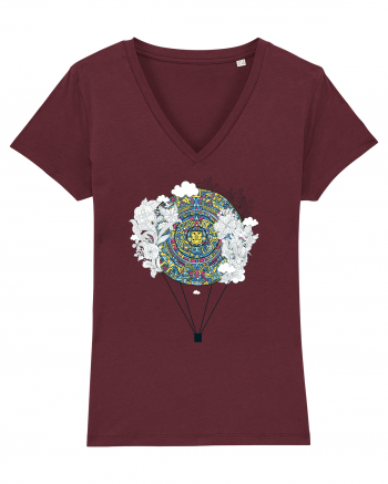 Aztec Calendar Burgundy