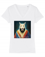 god help Tricou mânecă scurtă guler V Damă Evoker