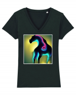 abstract horse Tricou mânecă scurtă guler V Damă Evoker