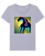 abstract horse Tricou mânecă scurtă guler larg fitted Damă Expresser