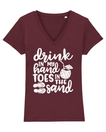Drink in my hand toes in the sand Burgundy