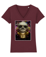 flower skull Tricou mânecă scurtă guler V Damă Evoker