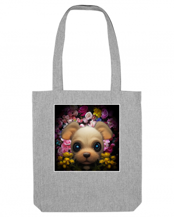 dog in flowers Heather Grey