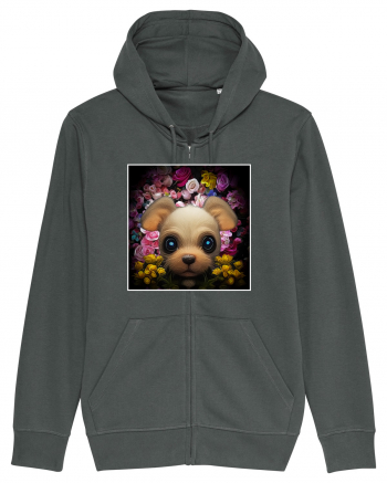 dog in flowers Anthracite