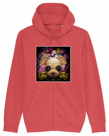 dog in flowers Carmine Red