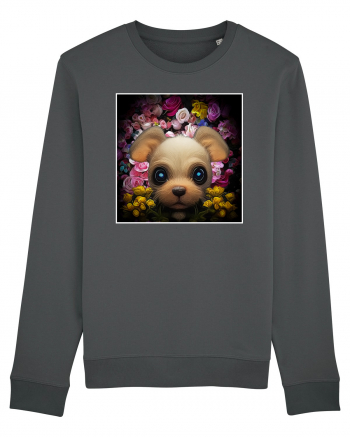 dog in flowers Anthracite