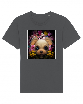 dog in flowers Anthracite