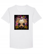 dog in flowers Tricou mânecă scurtă guler larg Bărbat Skater